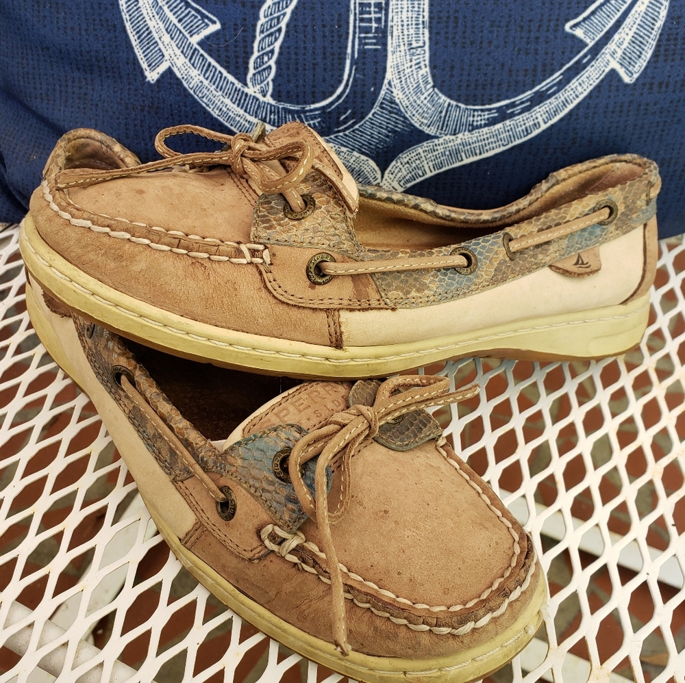 Blue Metallic Snakeskin Sperry Angelfish Loafers